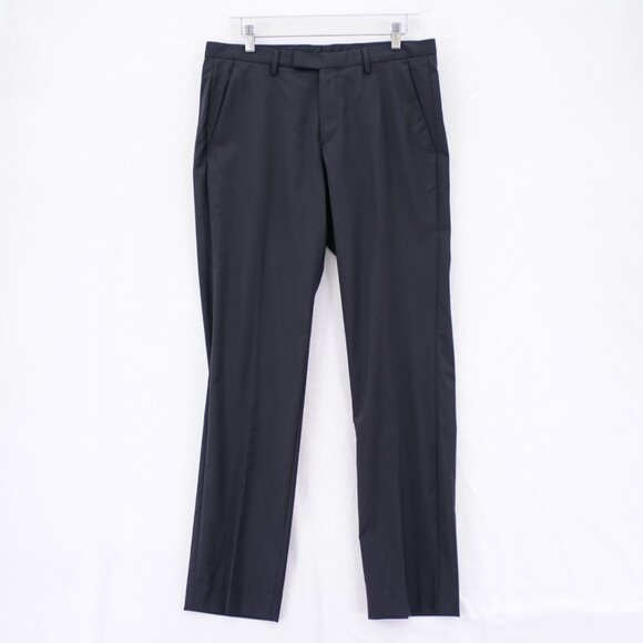 Hugo Boss Jam75 Sharp3 Wool Black Low Rise Dress Pants Trousers 34 / 33 Flat Fro - Picture 1 of 8